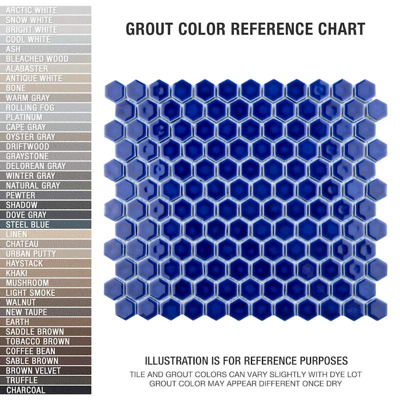 Merola Tile Metro Ion 1" Hex Sapphire 10-1/4" x 11-7/8" Porcelain Mosaic Wall Tile