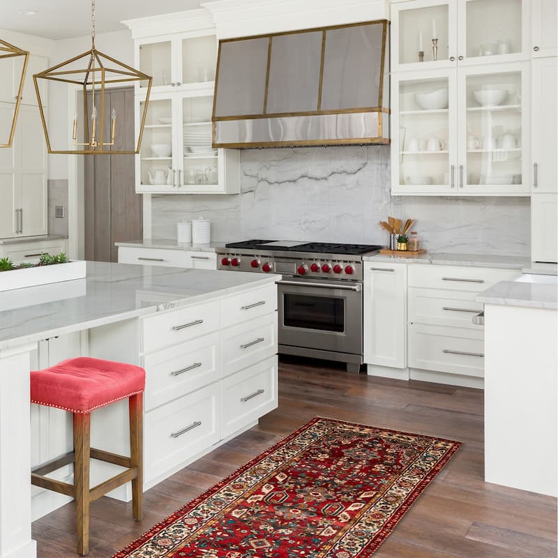 ECARPETGALLERY Hand-knotted Andelz Red Wool Rug - 3'10 x 10'8