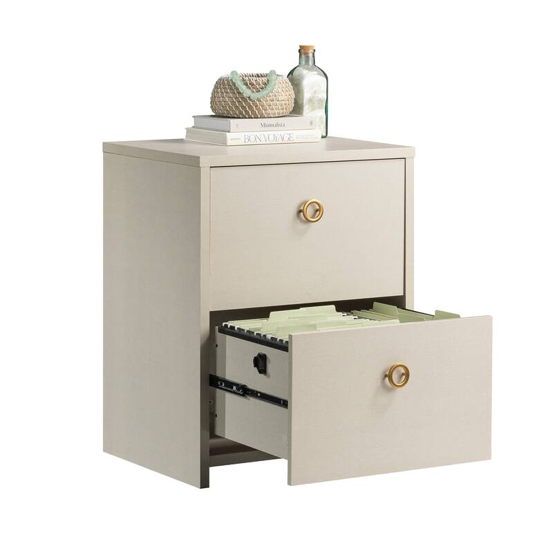 Wood Lateral File with Efficient Storage, Beige