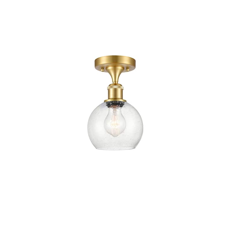 Innovations Lighting Athens - 1 Light 6" Semi-Flush Mount - Satin Gold/Seedy