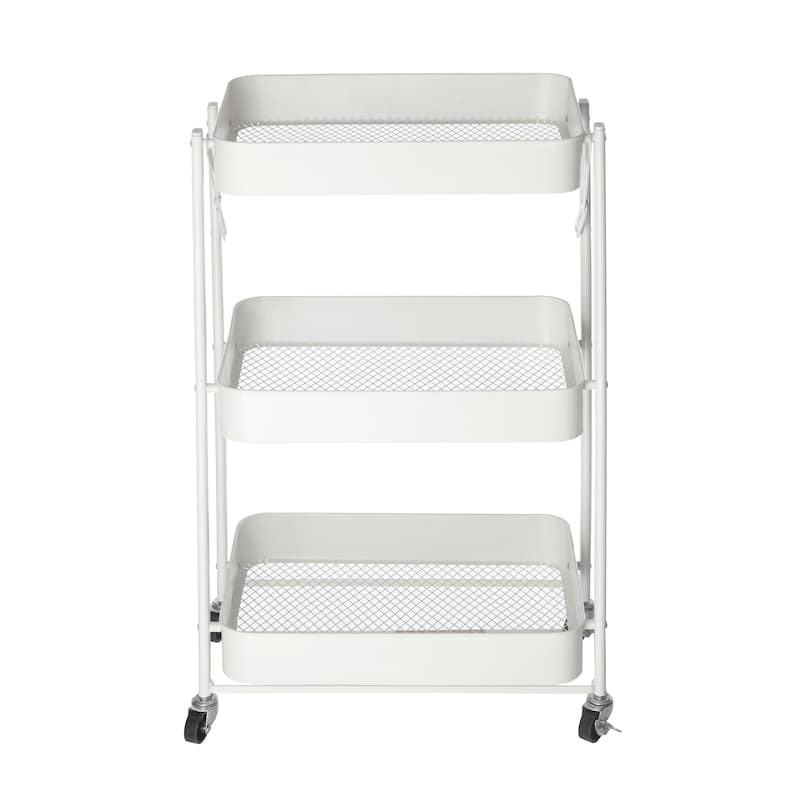 Urban Shop Foldable 3 Tier Mesh Rolling Storage Cart - 17.8" x 11.65" x 30.5"