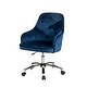preview thumbnail 15 of 20, Glitzhome 40"H Velvet Gaslift Adjustable Swivel Office Chair Navy Blue