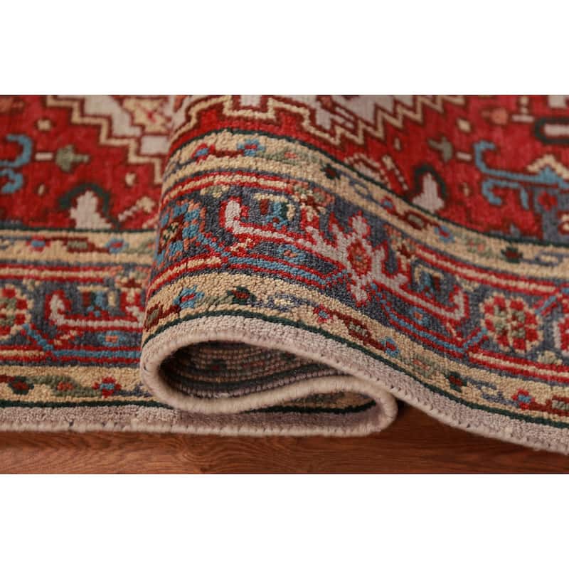 Geometric Heriz Serapi Indian Foyer Rug Hand-Knotted Wool Carpet - 3'0"x 4'11"