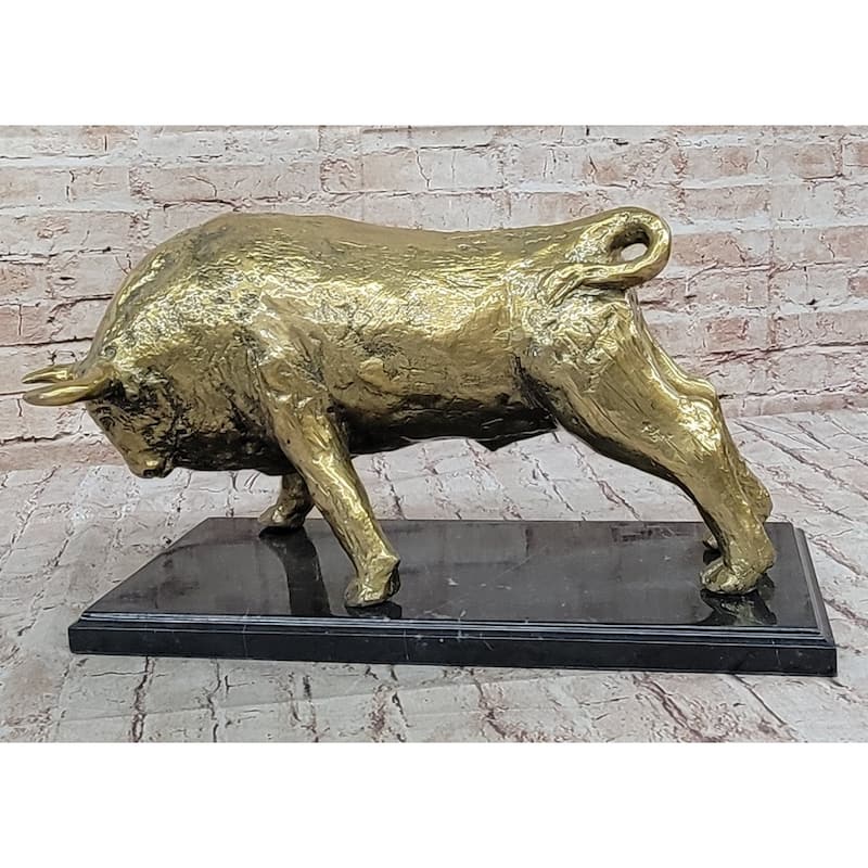 Gold Imitative Bull - Bronze Metal Sculpture Statue Signed Numbered Original Art