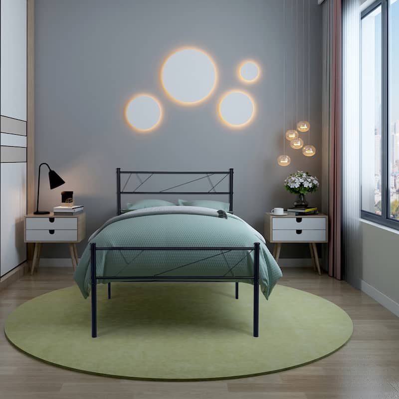 single metal bed frame in black color