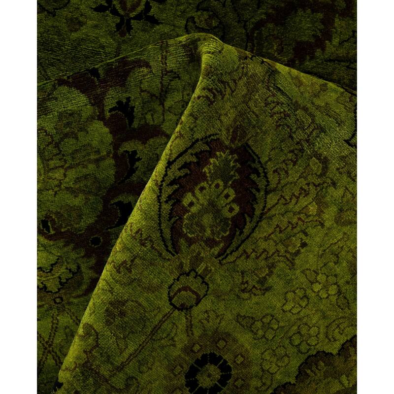 Overdyed One-of-a-Kind Hand-Knotted Area Rug - Green - 9' 1" x 9' 1"