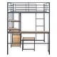 preview thumbnail 28 of 30, Full Size High Loft Bed Metal Storage Bed Frame w/ Desk, Stool, Cabinet