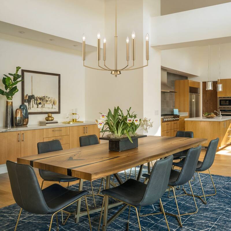 6-Light Farmhouse Chandelier for Dining Room Lighting Fixtures Hanging - W24.41"