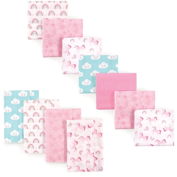 slide 1 of 1, Luvable Friends Infant Boy Cotton Flannel Burp Cloths and Receiving Blankets, 11-Piece, Rainbow, One Size - Rainbow - One Size One Size - Rainbow