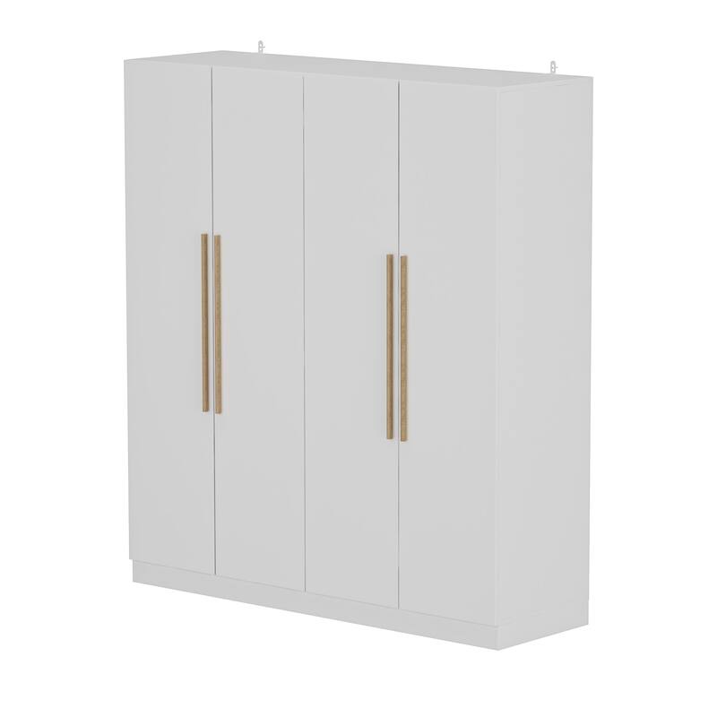 70.9"H x 63"W Kerrogee Wardrobe Airmories 4 Doors Hanging Rod White