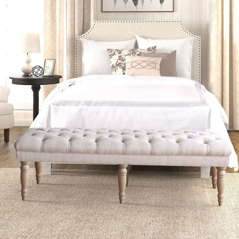 The Gray Barn Blasted Rock Natural Beige Tufted Bench - Beige