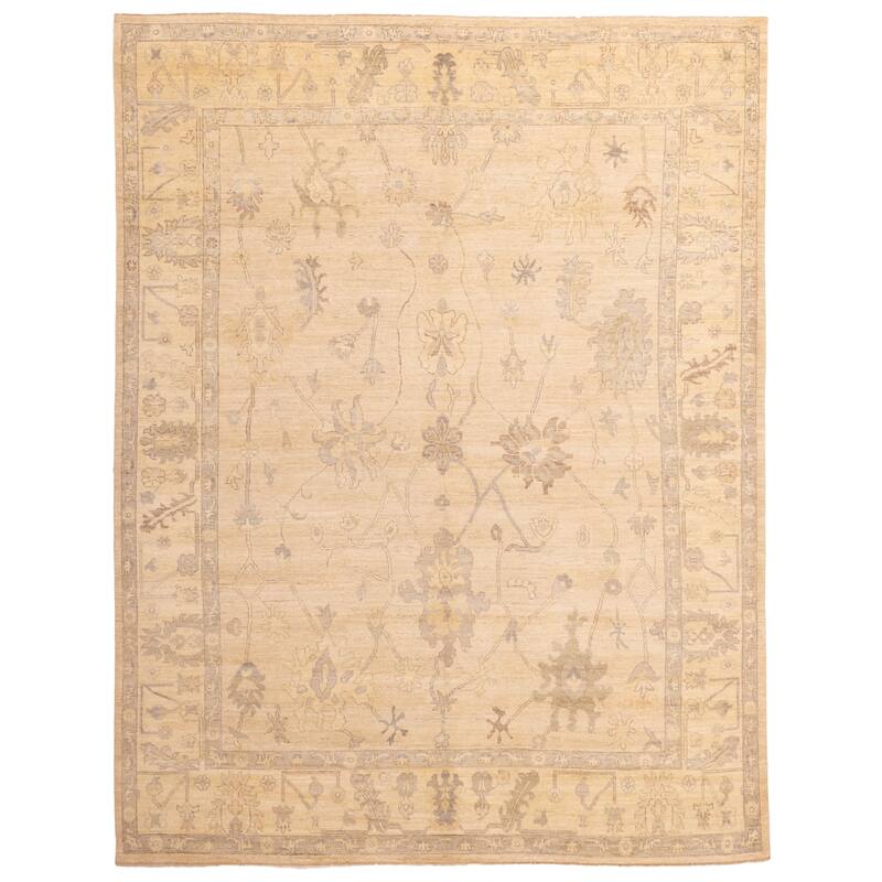 ECARPETGALLERY Hand-knotted Modern Oushak Tan Wool Rug - 9'1 x 11'7
