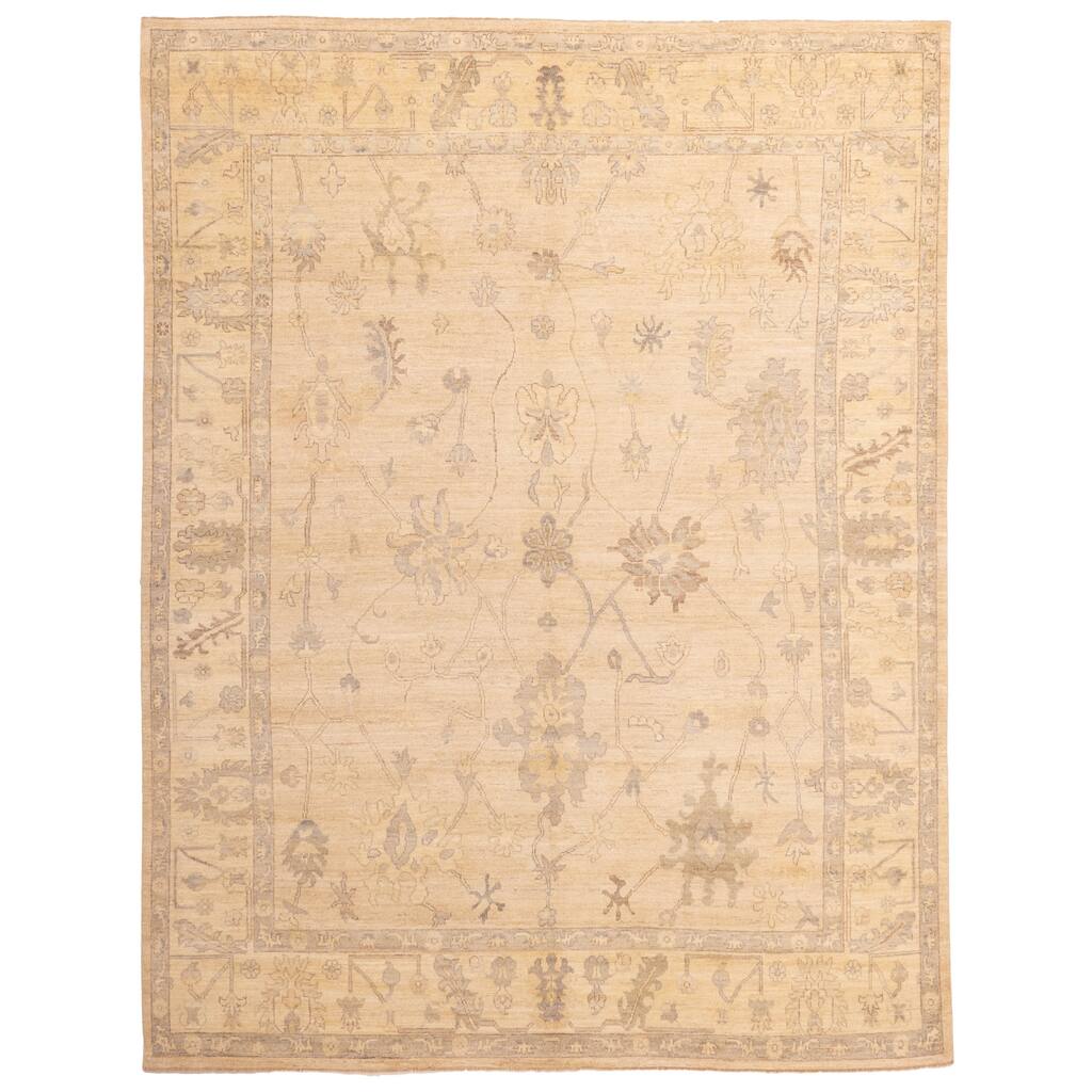 ECARPETGALLERY Hand-knotted Modern Oushak Tan Wool Rug - 9'1 x 11'7