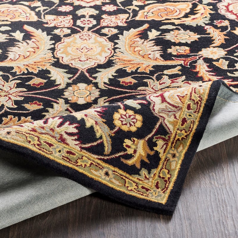Alton Black/Multicolor Wool Hand-tufted Floral Area Rug (4' x 6') - 4' x 6'