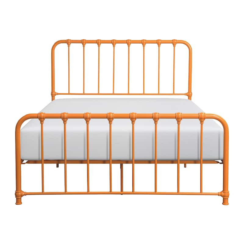 Metal Bed Orange Finish Queen Platform Bed 1pc