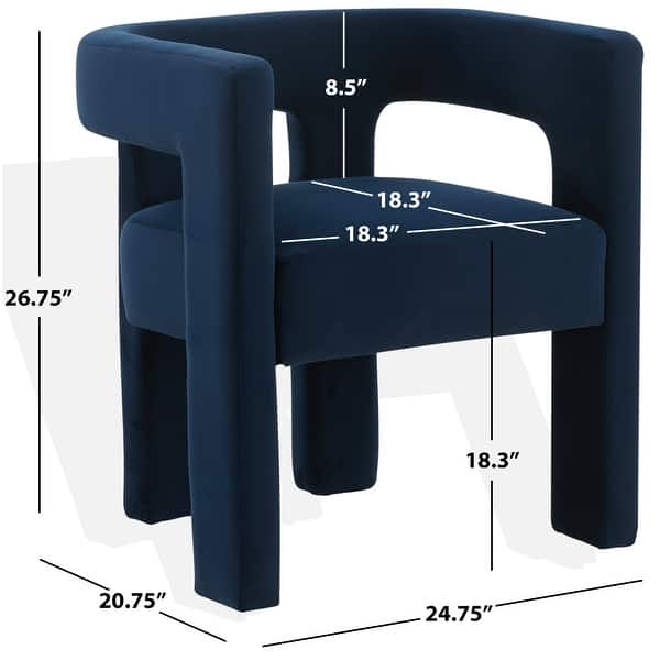 dimension image slide 1 of 2, SAFAVIEH Couture Deandre Cut Out Accent Chair (Fully Assembled) - 24.8 IN W x 20.8 IN D x 26.8 IN H