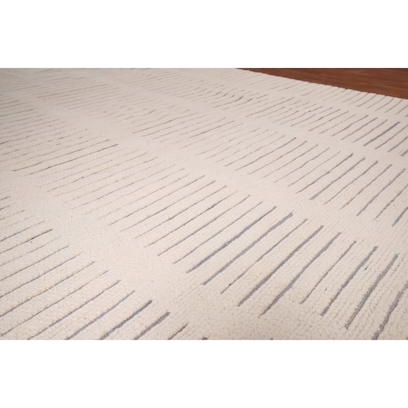 Earth Tone Moroccan Modern Area Rug Hand-Knotted Wool Carpet - 9'0" x 12'10"