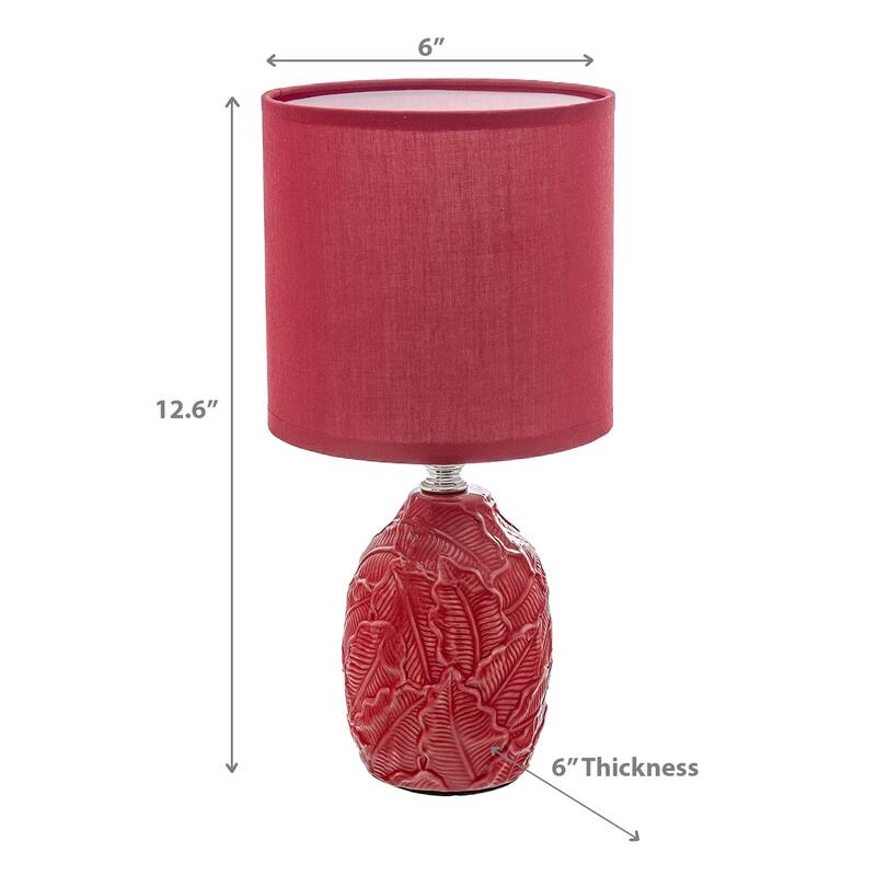 Ceramic Table Lamp With Shade Leaflet Red