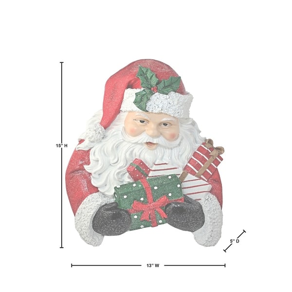 15" Resin Santa With Presents Wall Plaque
