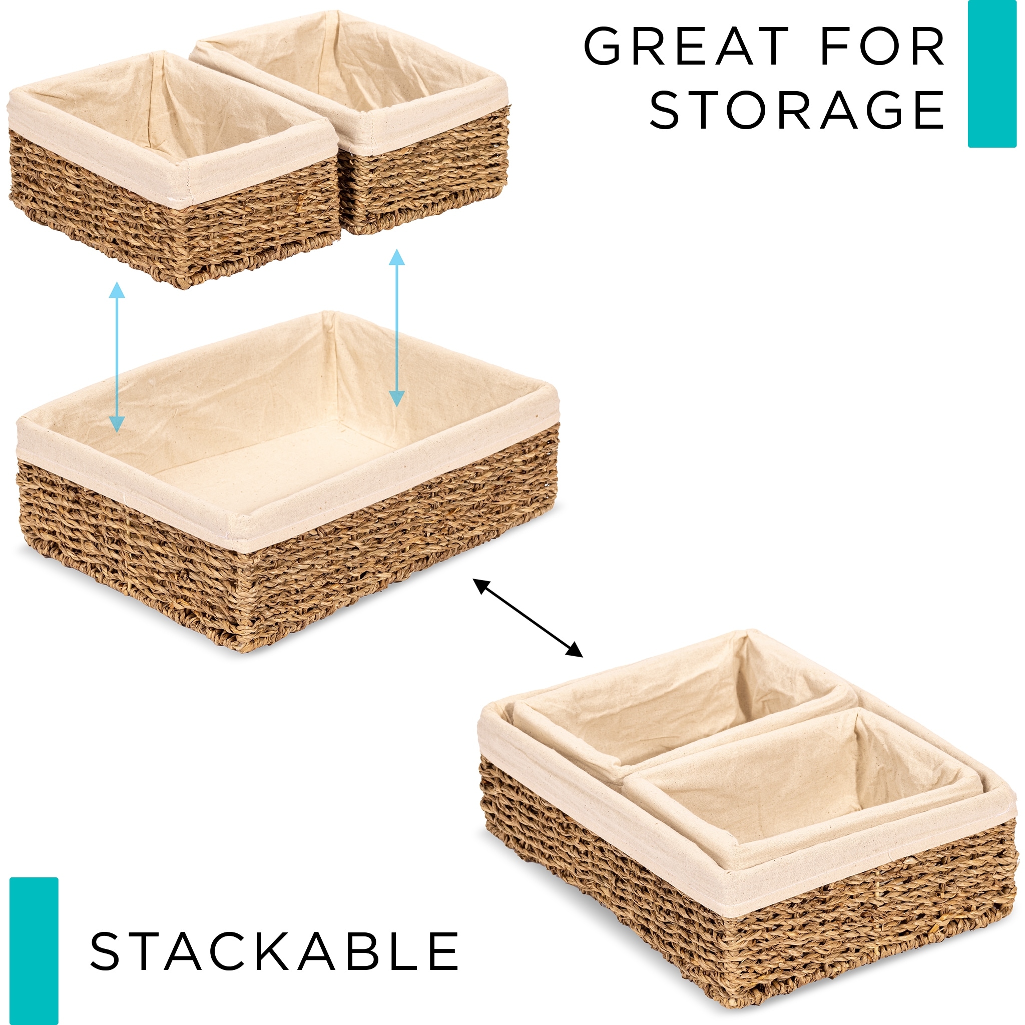 Lined storage baskets for outlet shelves