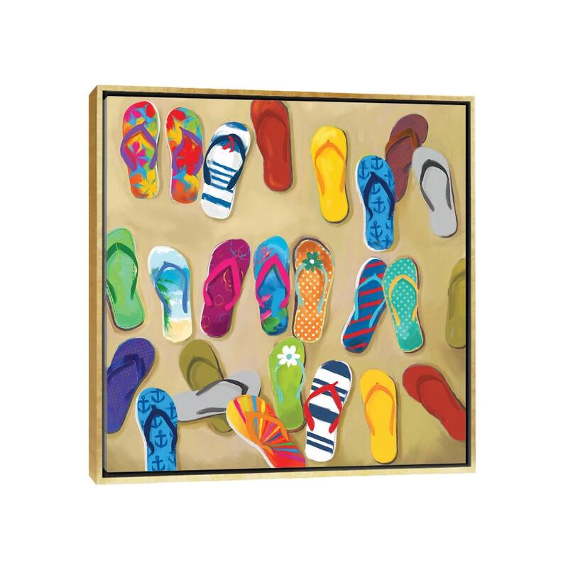 iCanvas "Flip Flops II" by Drako Fontaine Framed Canvas Print - Gold - 37x37