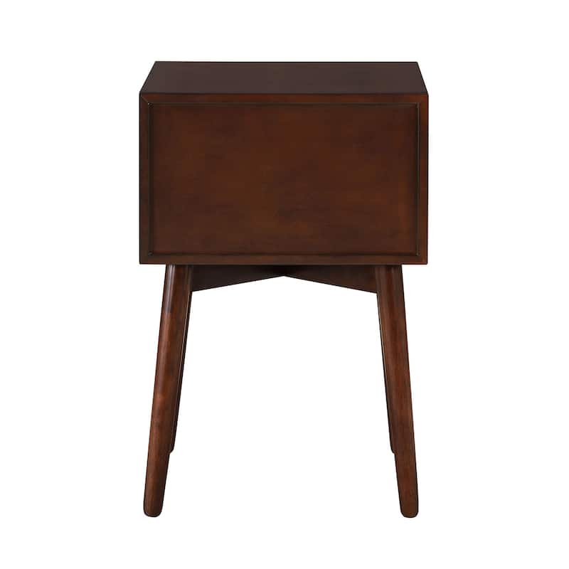 DH BASIC Mid-Century Modern Wood 2-Drawer Compact Nightstand Side Table by Denhour