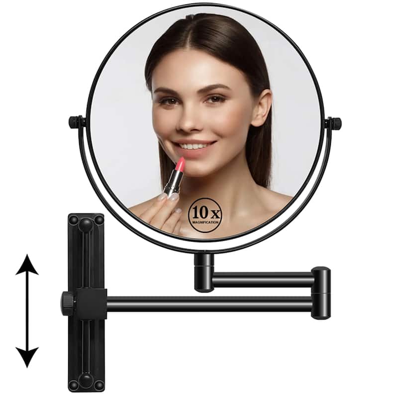 8" 1x/10x Magnifying Double Sided Vanity Mirror Height Adjustable