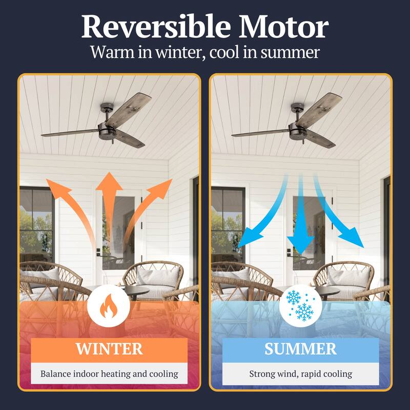 52" Prominence Home Journal Gun Metal Contemporary Indoor/Outdoor Ceiling Fan, Damp Rated with Pull Chains - 52-inch