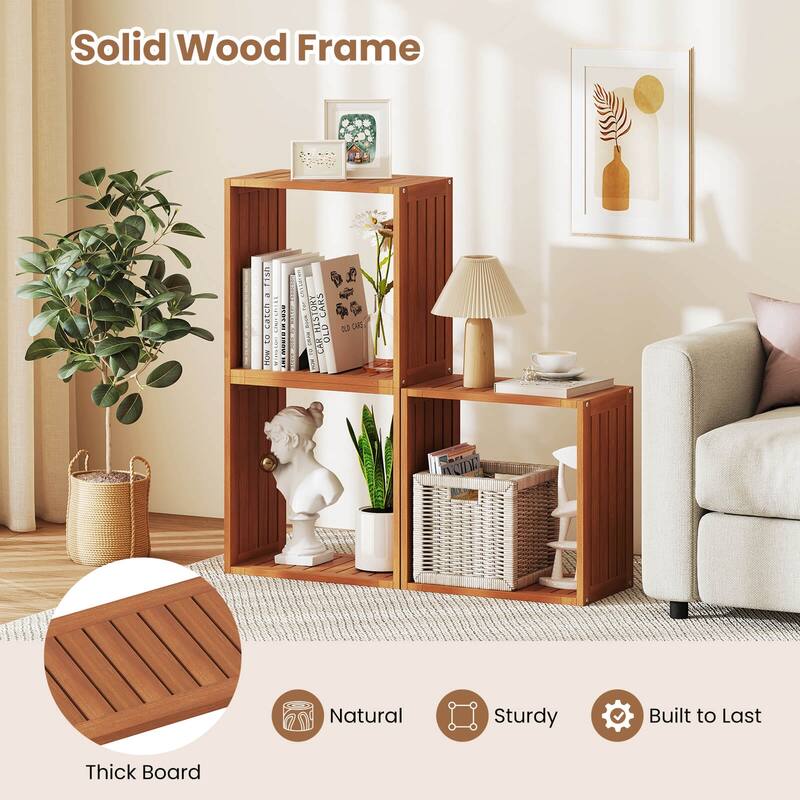 Costway 1/2 PCS 3 Cube Storage Organizers Stackable Bookcase Shelves
