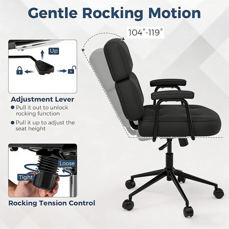 Ergonomic Home Office Desk Chair, Computer Chair with Lumbar Support Executive Task Armrests Chair