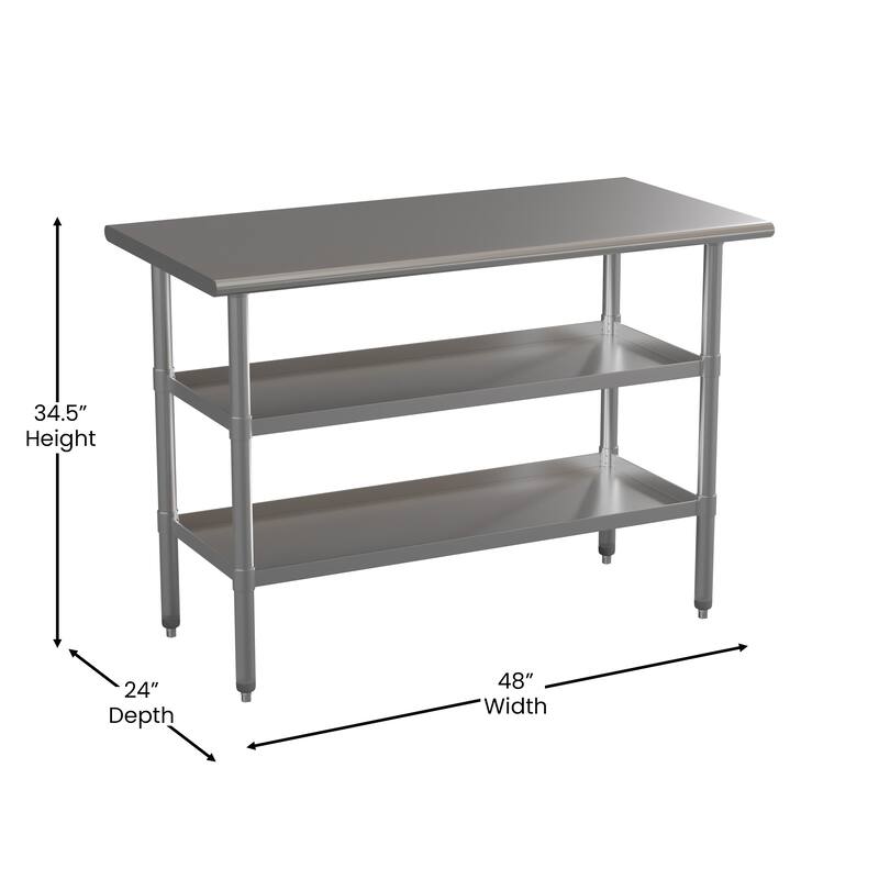 NSF Certified Commercial 18-Gauge Stainless Steel Work and Prep Table
