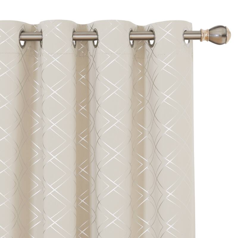Deconovo Silver Geometric Curtain Panel Pair(2 Panel)