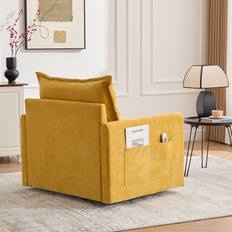 Mid Century Modern Chenille Swivel Barrel Chair