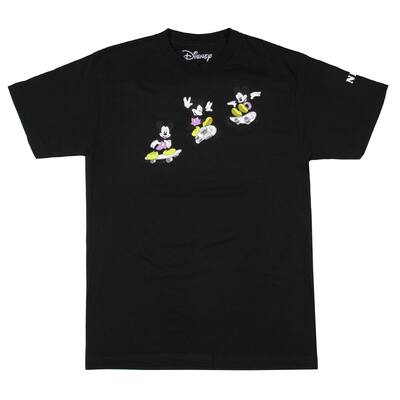 Neff Disney Men's Mickey Mouse Skateboarding Front Back Graphic T-Shirt