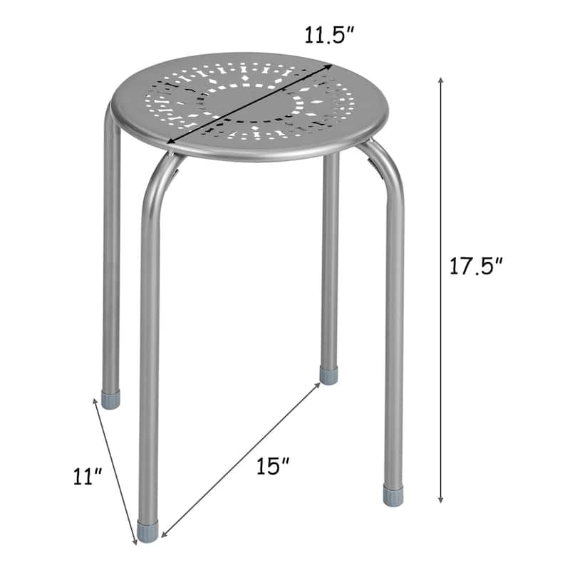 Set of 6 Stackable Daisy Backless Round Metal Stool Set - 11.6" x 17.5"