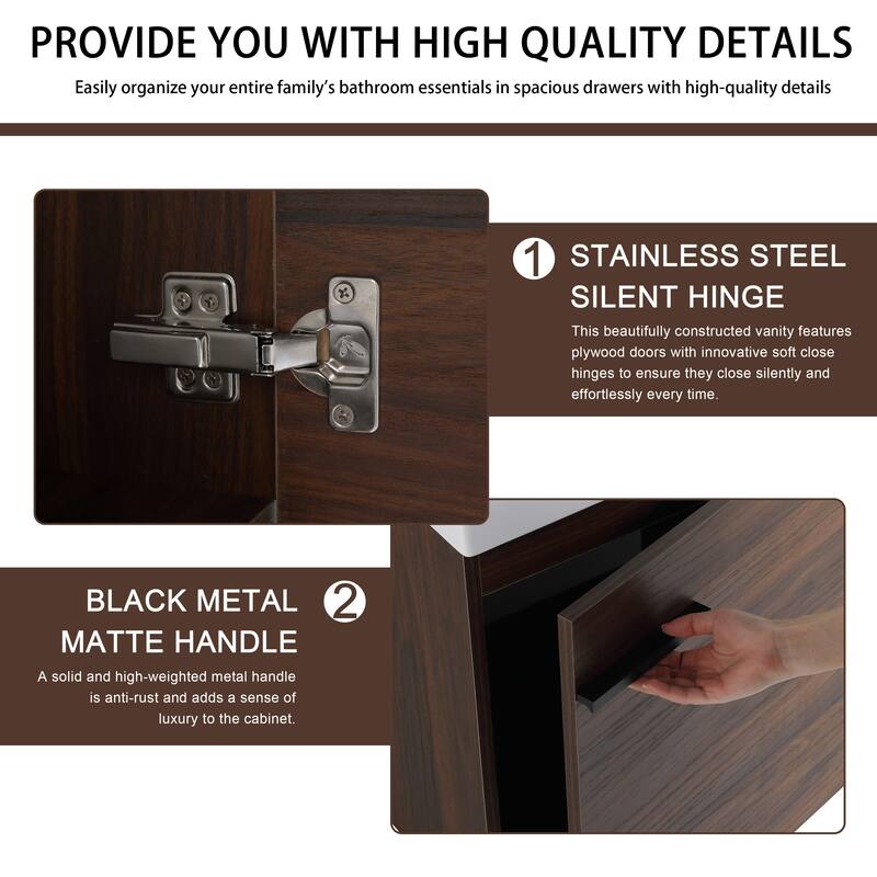 Malwee 18" Floating Bathroom Vanity, Mini Wall Mounted Bathroom Vanity with Ceramic Sink and Soft Close Door