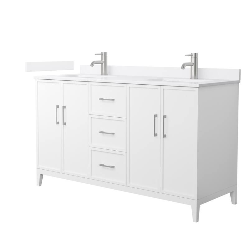 Wyndham Collection WCH717160D-QTZ-UNSMXX Elan 60" Free Standing Double - White / White Quartz Top / Brushed Nickel Hardware