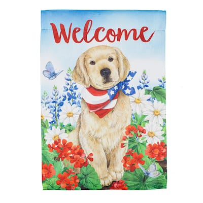 12.5 in. x 18 in. Dog with Patriotic Bandana Garden Suede Flag