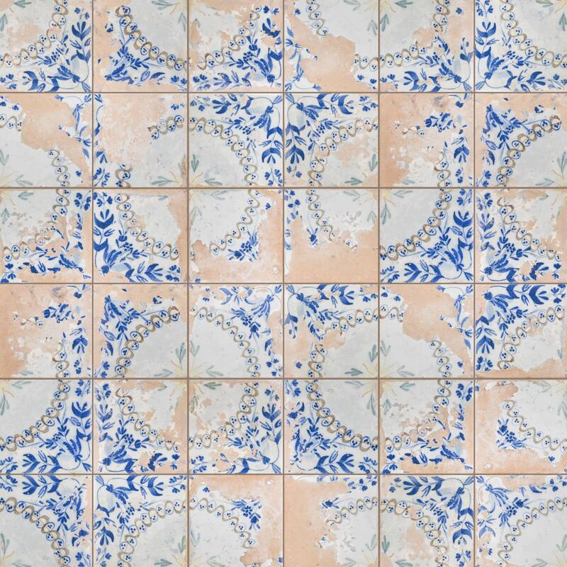 Merola Tile Kings Luxe Heritage Ornate 17-5/8" x 17-5/8" Ceramic Floor and Wall Tile - Case (5 Tiles)
