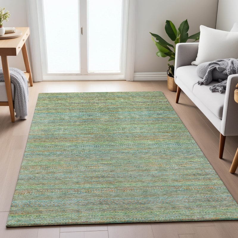 Machine Washable Indoor/Outdoor Modern Stripes Chantille Rug