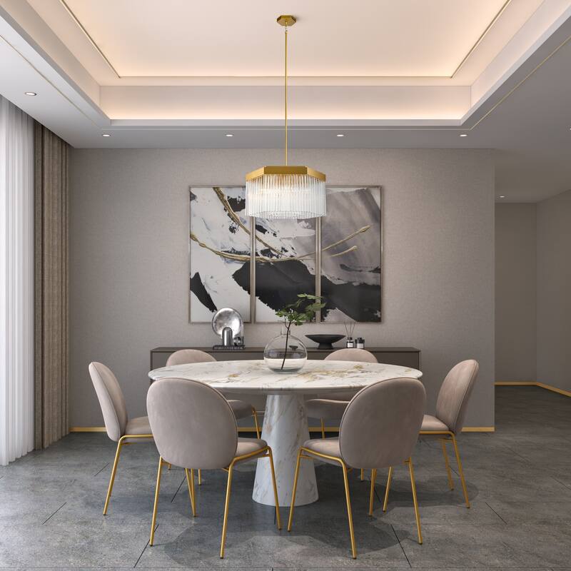 Artcraft Emma 7-Light Chandelier - Brushed Brass with Clear Glass Rods Shade - Brushed Brass