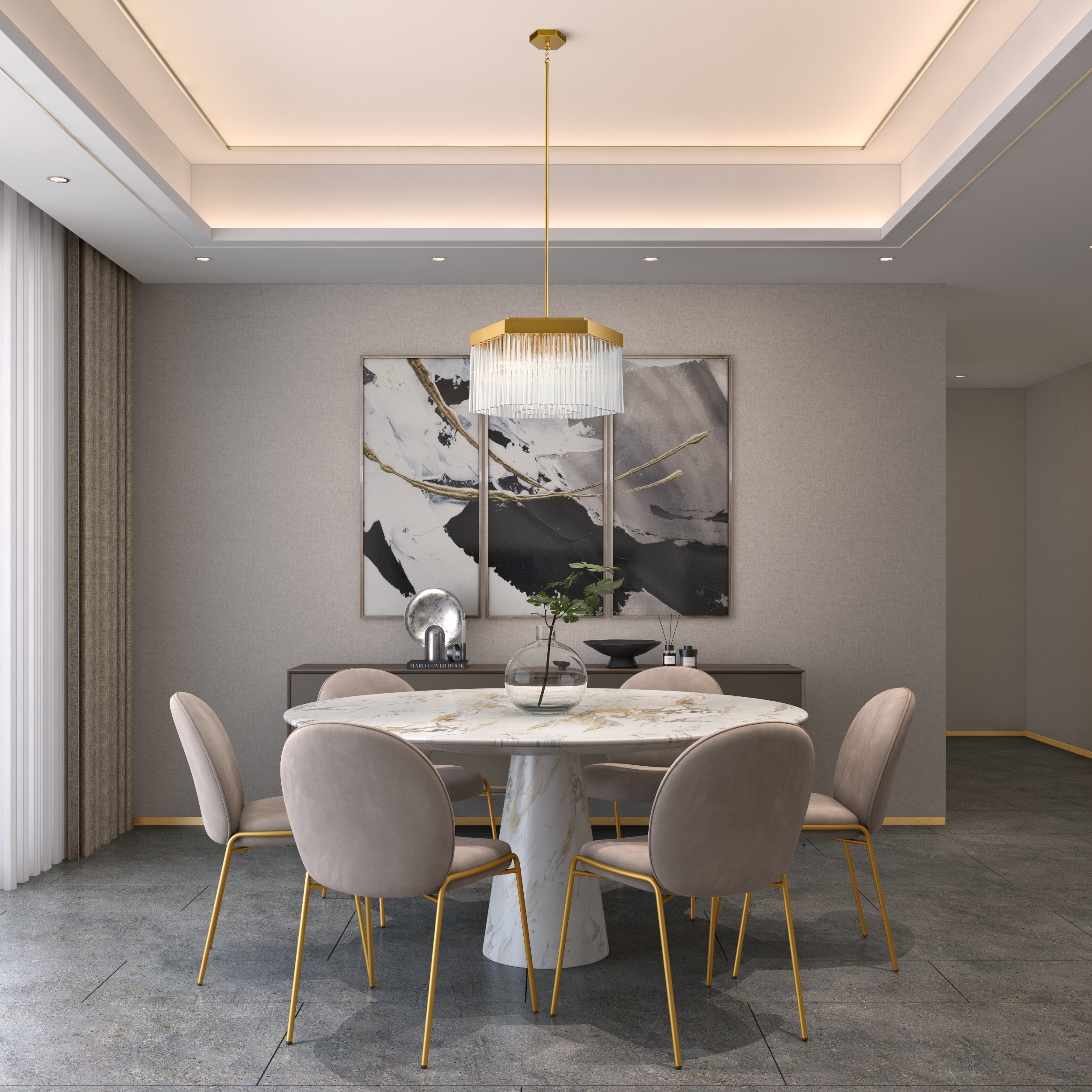 Artcraft Emma - 7-Light Chandelier - Brushed Brass with Clear Glass Rods Shade