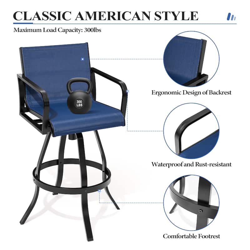 Outdoor Indoor All-weather Swivel Barstool Patio Bar Stools (Set of 2) - See Picture