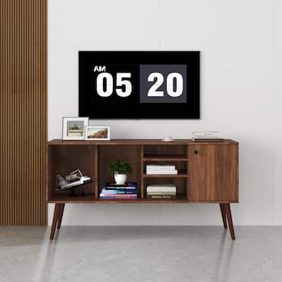 53" TV Stand with 1 Cabinet and 3 Open Shelves