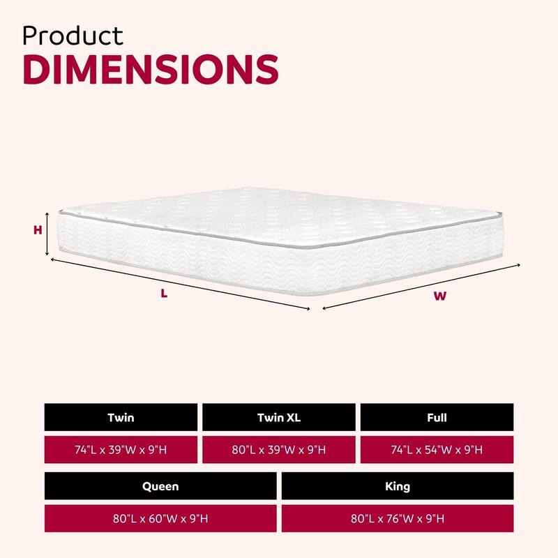 9 in. Medium Soft Pocket Spring Bed Foam Mattress in a Box, White
