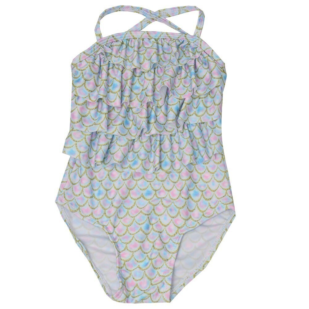 Shop Sol Swim Little Girls Multi Color Mermaid Shell Ruffle One