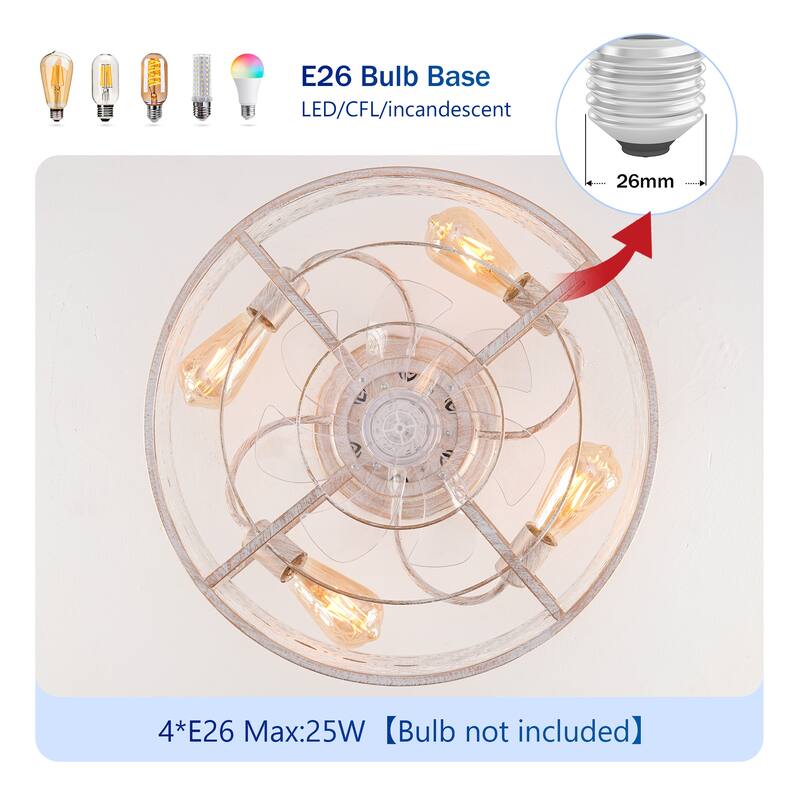 20Inch Ceiling Fans with Remote Control,6 Speed Reversible Flush Mount Low Profile Rustic - N/A