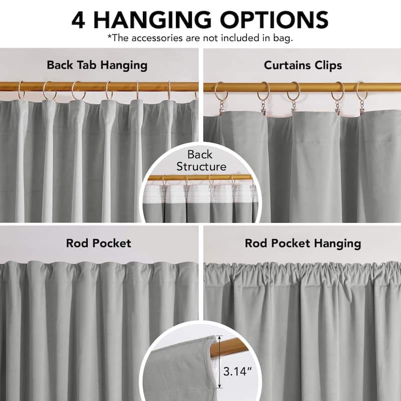 Deconovo Velvet Room Darkening Curtain Panel, Thermal Insulated