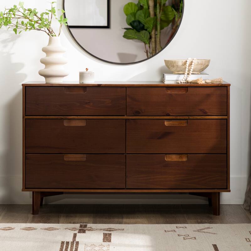 Middlebrook Gammelstaden Mid-Century Solid Wood 6-Drawer Dresser - Walnut
