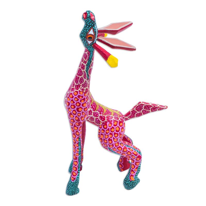 Novica Handmade Stargazing Giraffe In Red Wood Alebrije Sculpture